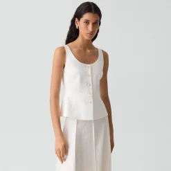 Peplum Vest in Linen-Viscose