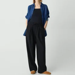 Pleated Pull-On Pant, 30'' in Admiral Crepe