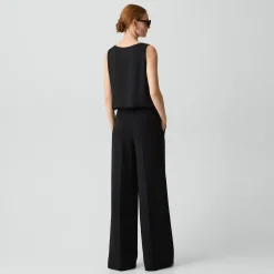 Pleated Wide-Leg Pant, 33'' in Admiral Crepe