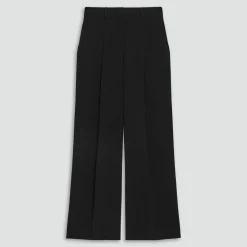 Pleated Wide-Leg Pant, 33'' in Admiral Crepe
