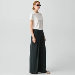 Pleated Wide-Leg Pant, 33'' in Admiral Crepe