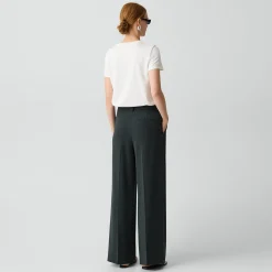 Pleated Wide-Leg Pant, 33'' in Admiral Crepe
