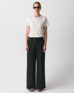 Pleated Wide-Leg Pant, 33'' in Admiral Crepe