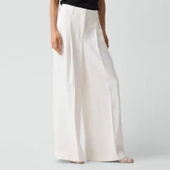 Pleated Wide-Leg Pant in Linen-Viscose