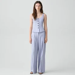 Pleated Wide-Leg Pant in Linen-Viscose