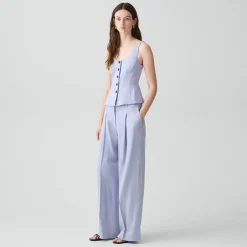 Pleated Wide-Leg Pant in Linen-Viscose