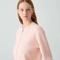 Pointelle Cardigan in Crepe Knit