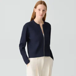 Pointelle Cardigan in Crepe Knit