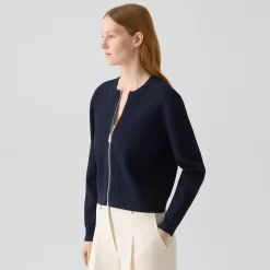 Pointelle Cardigan in Crepe Knit