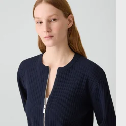 Pointelle Cardigan in Crepe Knit