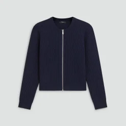 Pointelle Cardigan in Crepe Knit
