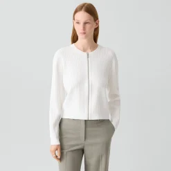 Pointelle Cardigan in Crepe Knit