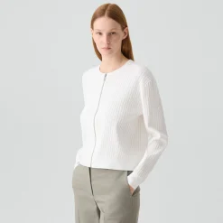 Pointelle Cardigan in Crepe Knit