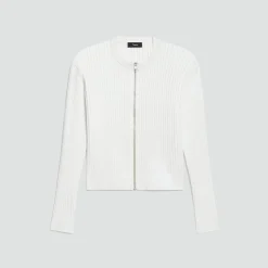 Pointelle Cardigan in Crepe Knit