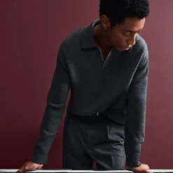 Polo Sweater in Boiled Wool