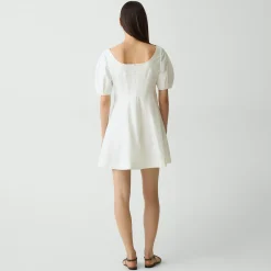Puff Sleeve Mini Dress in City Poplin
