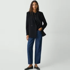 Relaxed Double-Breasted Blazer in Admiral Crepe