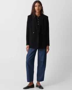 Relaxed Double-Breasted Blazer in Admiral Crepe