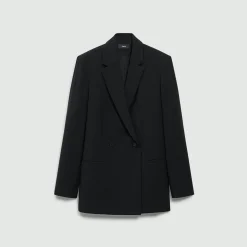 Relaxed Double-Breasted Blazer in Admiral Crepe