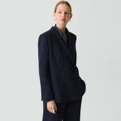 Relaxed Double-Breasted Blazer in Admiral Crepe