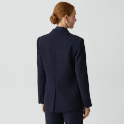 Relaxed Double-Breasted Blazer in Admiral Crepe