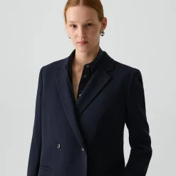 Relaxed Double-Breasted Blazer in Admiral Crepe