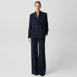 Relaxed Double-Breasted Blazer in Admiral Crepe