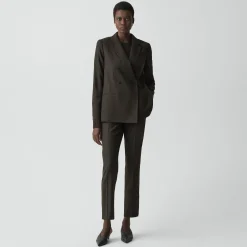 Relaxed Double-Breasted Blazer in Sleek Flannel