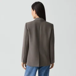 Relaxed Double-Breasted Blazer in Admiral Crepe