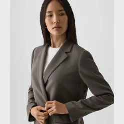 Relaxed Double-Breasted Blazer in Admiral Crepe