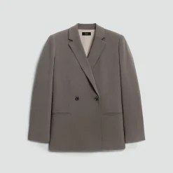 Relaxed Double-Breasted Blazer in Admiral Crepe