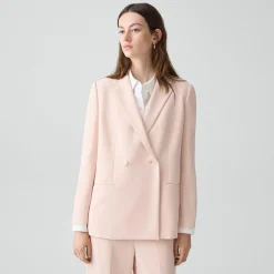 Relaxed Double-Breasted Blazer in Admiral Crepe
