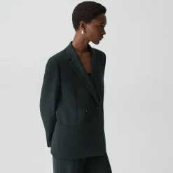 Relaxed Double-Breasted Blazer in Admiral Crepe