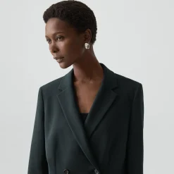 Relaxed Double-Breasted Blazer in Admiral Crepe