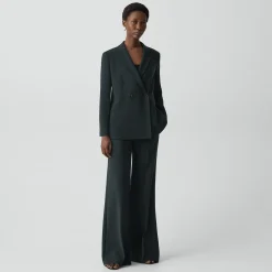 Relaxed Double-Breasted Blazer in Admiral Crepe