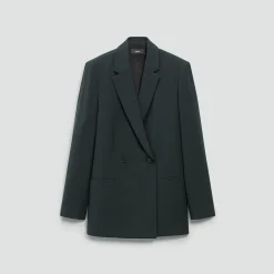 Relaxed Double-Breasted Blazer in Admiral Crepe