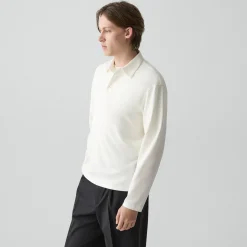 Relaxed Long-Sleeve Polo Shirt in Cotton Jersey