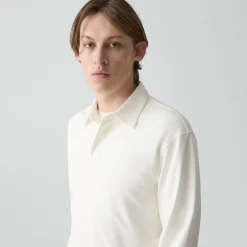 Relaxed Long-Sleeve Polo Shirt in Cotton Jersey