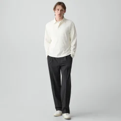 Relaxed Long-Sleeve Polo Shirt in Cotton Jersey
