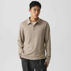 Relaxed Long-Sleeve Polo Shirt in Cotton Jersey