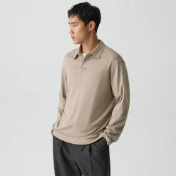Relaxed Long-Sleeve Polo Shirt in Cotton Jersey