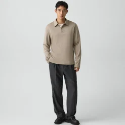 Relaxed Long-Sleeve Polo Shirt in Cotton Jersey