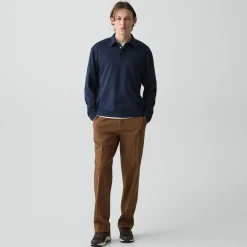 Relaxed Long-Sleeve Polo Shirt in Cotton Jersey