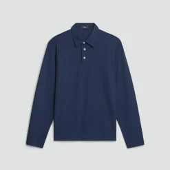 Relaxed Long-Sleeve Polo Shirt in Cotton Jersey