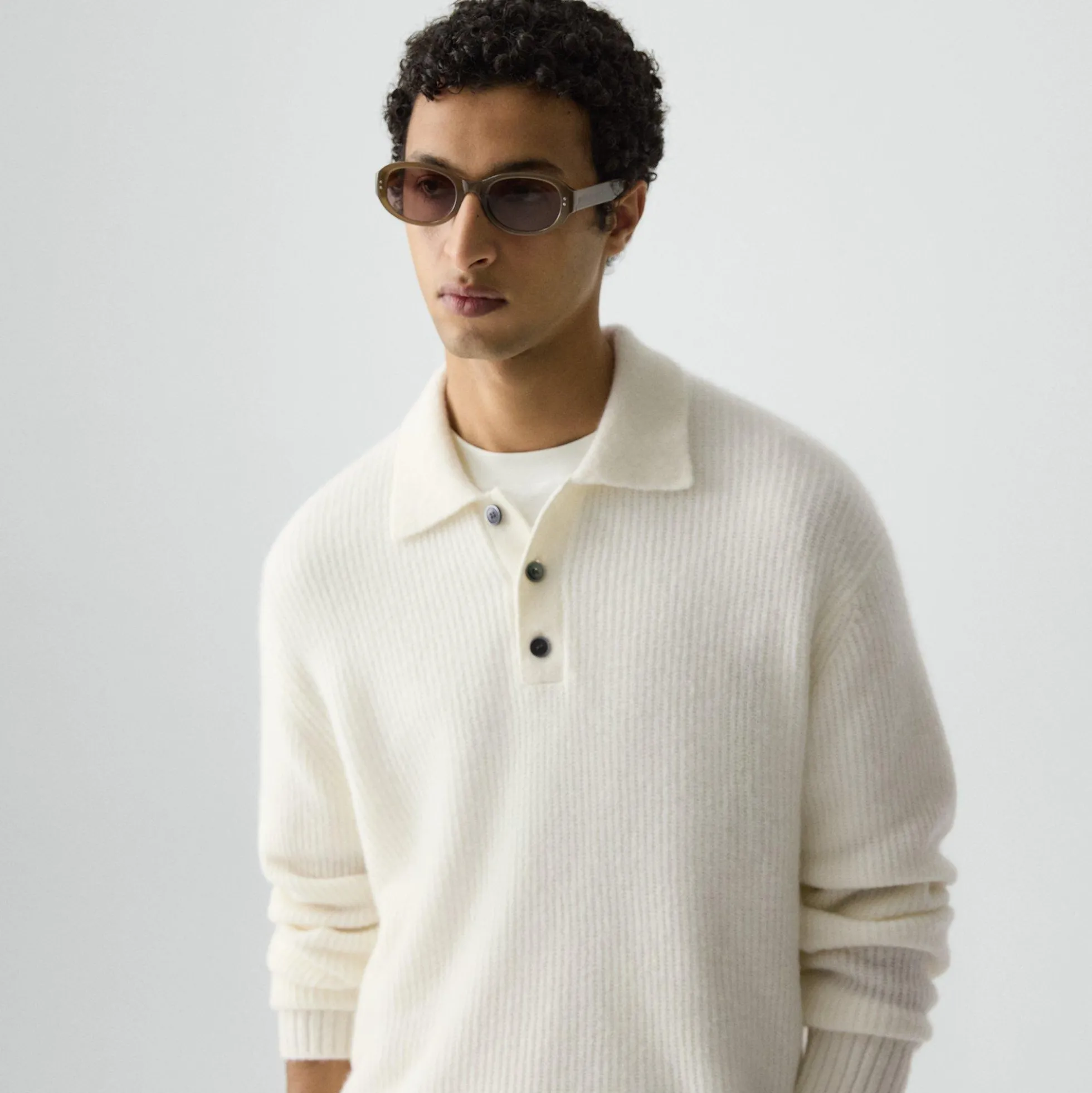 Relaxed Polo Sweater in Astor Wool