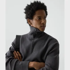 Relaxed Quarter-Zip Sweatshirt in Wool Bilen