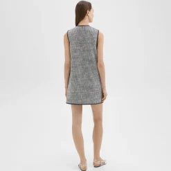 Relaxed Sleeveless Dress in Canvas Tweed