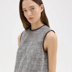 Relaxed Sleeveless Dress in Canvas Tweed