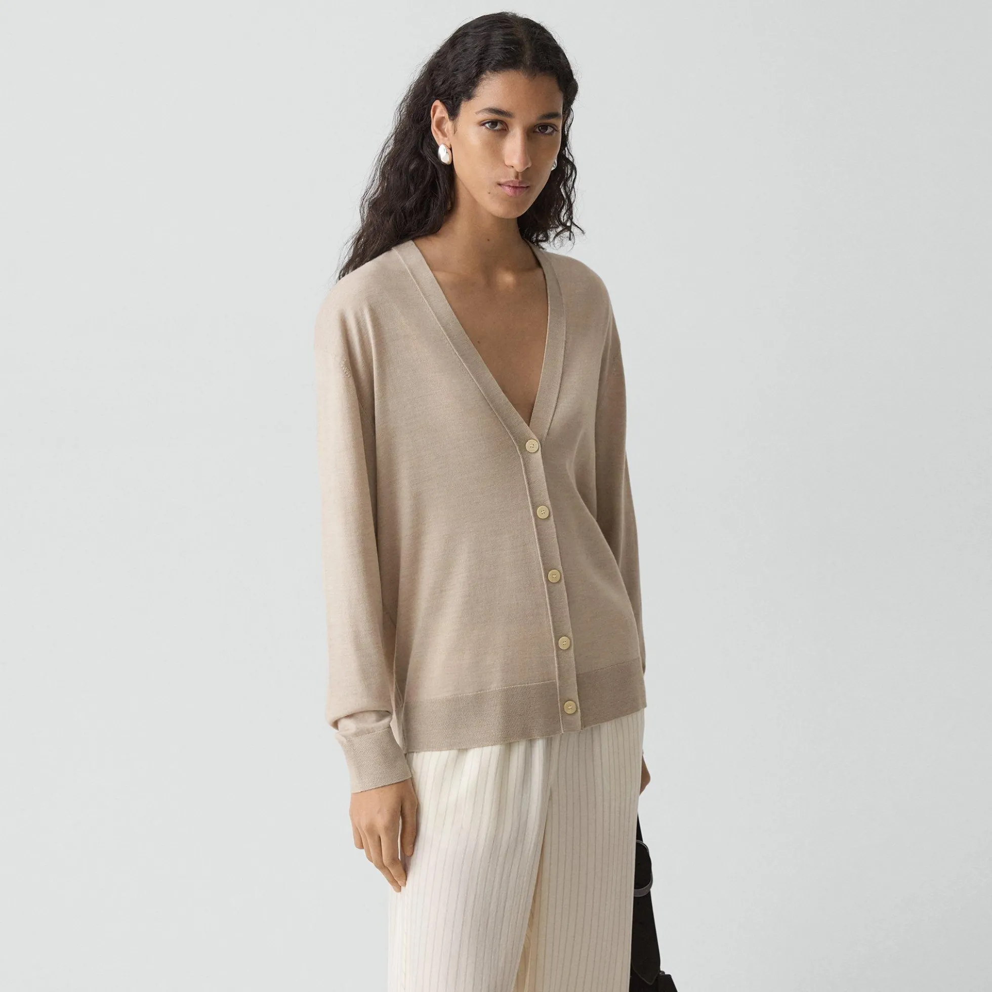 Relaxed V-Neck Cardigan in Regal Wool