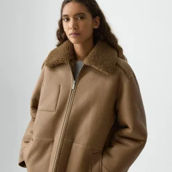 Reversible Cocoon Coat in Shearling